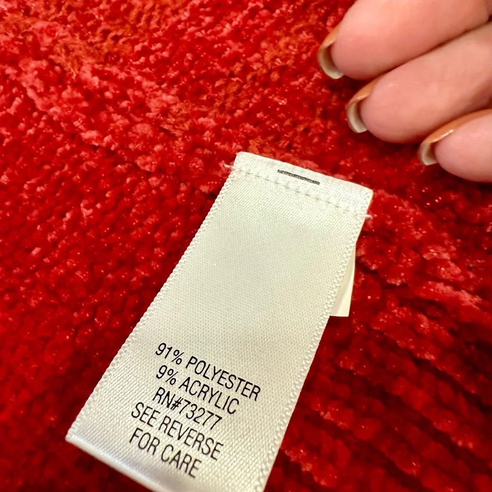 EUC – Croft and Barrow Red Chenille Open Cardigan Sweater – Medium - Picture 5 of 7